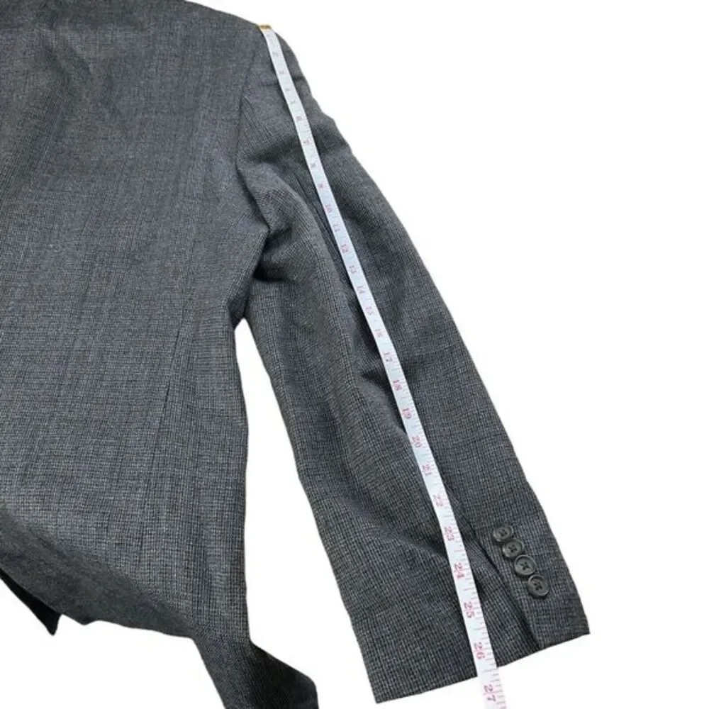 Ralph Lauren 44L Long‎ 100% Lambswool Gray Houndstooth Sport Coat Blazer Jacket